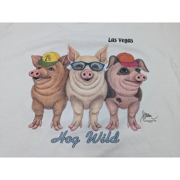Vintage Hog Wild Pigs Butts Las Vegas Funny Cute T-Shirt Adult Size‎ Medium - Picture 1 of 16